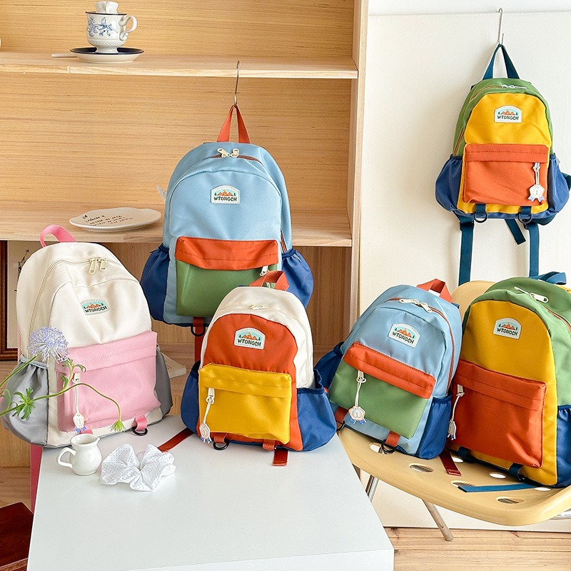 New Color Blocked Children's B - огляд і ціна Canvas Backpack Casual